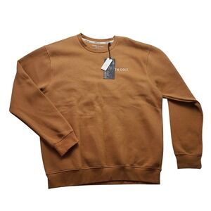 Kenneth Cole New York Men's Mocha Mousse Fleece Crewneck Sweatshirt XL Cuffs Hem